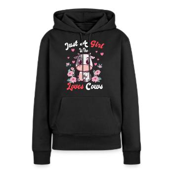 Fille La vache aime Sweet Cow Farmer Farm Farmer - Sweat à capuche Premium bio Femme - noir - Devant - Julia (174cm)