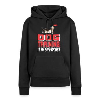 L’éducation canine est mon superpouvoir Cool Retro Designs - Sweat à capuche Premium bio Femme - noir - Devant - Julia (174cm)
