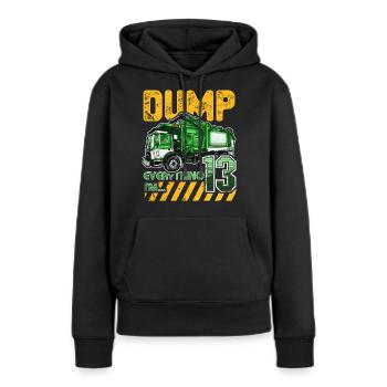 Müllwagen 13. Geburtstag 13 Jahre alter Geburtstag - Frauen Premium Bio Hoodie - Schwarz - Vorne - Julia (174cm)
