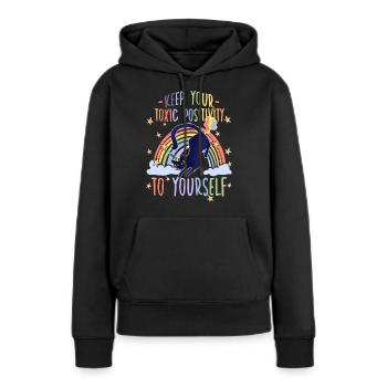 Anti Glitzer Anti Einhorn lustiges Katzenbesitzer - Frauen Premium Bio Hoodie - Schwarz - Vorne - Julia (174cm)
