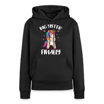 Enfin Big Sister Cute Unicorn Baby shower - Sweat à capuche Premium bio Femme - noir - Devant - Julia (174cm)