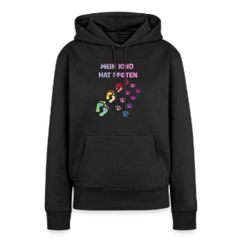 Mein Kind hat Pfoten - Frauen Premium Bio Hoodie - Schwarz - Vorne - Julia (174cm)