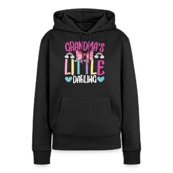 Grandma’s Little Darling Kiddie Ribbon Hearts - Sweat à capuche Premium bio Femme - noir - Devant - Julia (174cm)