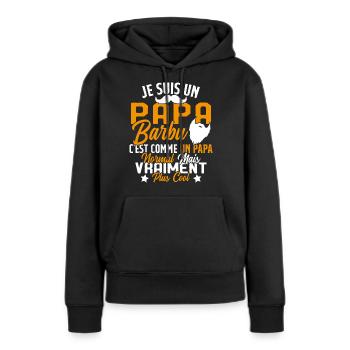 Papa Barbu Humour Cadeau Fête des Pères - Sweat à capuche Premium bio Femme - noir - Devant - Julia (174cm)