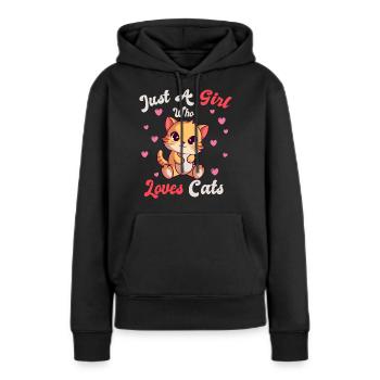 Seulement une fille qui aime les chatons chats - Sweat à capuche Premium bio Femme - noir - Devant - Julia (174cm)