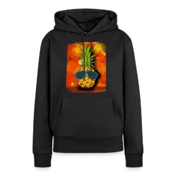 Coole Ananas mit Sonnenbrille / Lustiges Motiv - Frauen Premium Bio Hoodie - Schwarz - Vorne - Julia (174cm)