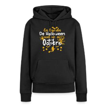Les Légendes de halloween sont nés en octobre - Sweat à capuche Premium bio Femme - noir - Devant - Julia (174cm)