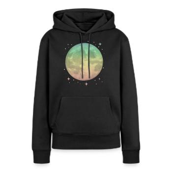 Lune Pastel Céleste - Sweat à capuche Premium bio Femme - noir - Devant - Julia (174cm)