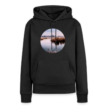 La nature en cercle - Sweat à capuche Premium bio Femme - noir - Devant - Julia (174cm)