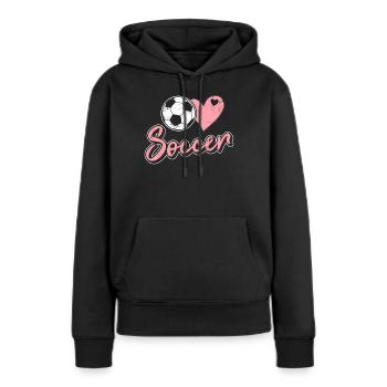 Soccer Lover Heart and Ball Soccer Lover Girls Soc - Frauen Premium Bio Hoodie - Schwarz - Vorne - Julia (174cm)
