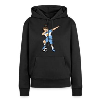 Dabbing Fußballspieler Mädchen Argentinien Fußball - Frauen Premium Bio Hoodie - Schwarz - Vorne - Julia (174cm)