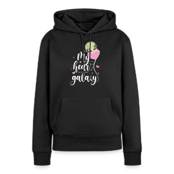 Heart is on the Galaxy Space Universe Astronaut - Women’s Premium Organic Hoodie - black - Front - Julia (174cm)