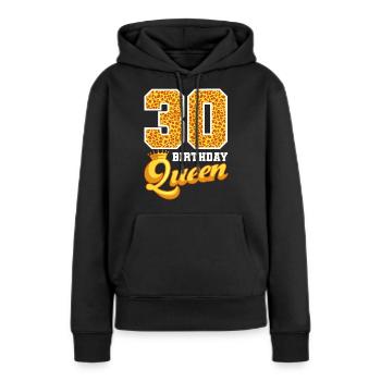 30e anniversaire de la reine léopard Célébration des 30 ans - Sweat à capuche Premium bio Femme - noir - Devant - Julia (174cm)