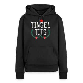 Tinsel Tits And Jingle Balls - Drôle de Noël - Sweat à capuche Premium bio Femme - noir - Devant - Julia (174cm)