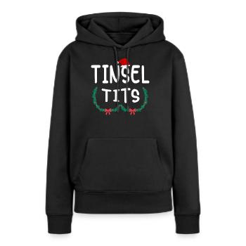 Tinsel Tits And Jingle Balls - Drôle de Noël - Sweat à capuche Premium bio Femme - noir - Devant - Julia (174cm)