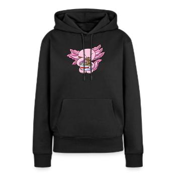 Axolotl Molch - Frauen Premium Bio Hoodie - Schwarz - Vorne - Julia (174cm)