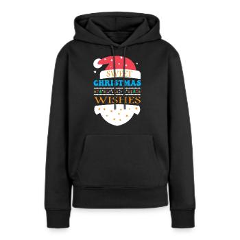Pull de Noël moche - Sweet Christmas Wishes - Sweat à capuche Premium bio Femme - noir - Devant - Julia (174cm)