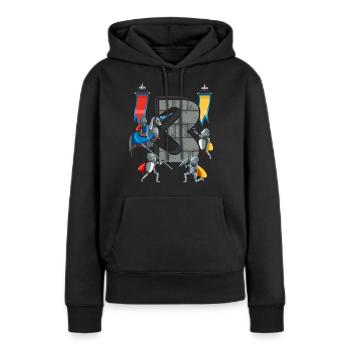 Chevaliers médiévaux Histoire médiévale - Sweat à capuche Premium bio Femme - noir - Devant - Julia (174cm)