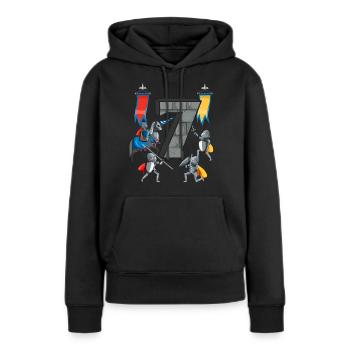 Chevaliers médiévaux Histoire médiévale - Sweat à capuche Premium bio Femme - noir - Devant - Julia (174cm)
