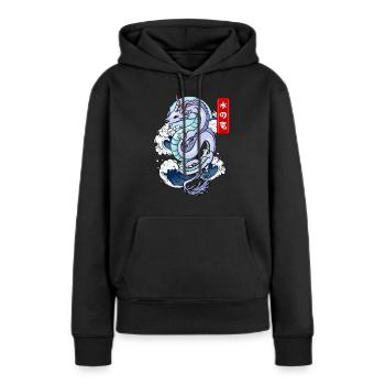 Mythe élémentaire du dragon d’eau japonais - Sweat à capuche Premium bio Femme - noir - Devant - Julia (174cm)