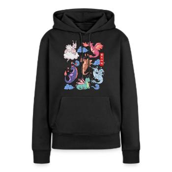 Flug Der Drachen Niedliche Elementare Mythische - Frauen Premium Bio Hoodie - Schwarz - Vorne - Julia (174cm)