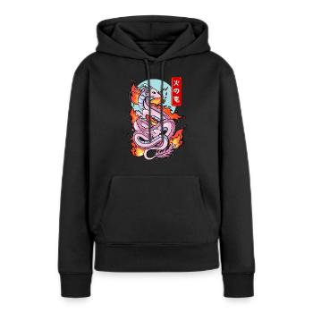 Mythe élémentaire du dragon de feu japonais - Sweat à capuche Premium bio Femme - noir - Devant - Julia (174cm)