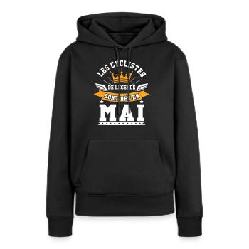 Les cyclistes de légende sont nés en mai - Sweat à capuche Premium bio Femme - noir - Devant - Julia (174cm)