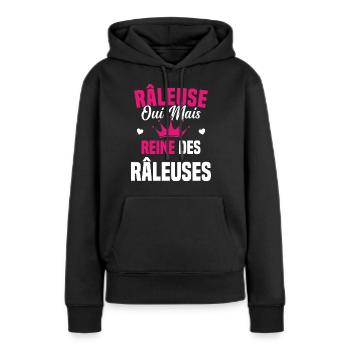 Reine des râleuses - Sweat à capuche Premium bio Femme - noir - Devant - Julia (174cm)