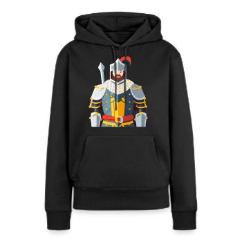 Un chevalier médiéval en armure - Sweat à capuche Premium bio Femme - noir - Devant - Julia (174cm)