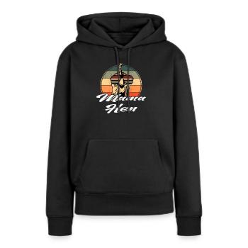 Rétro Lunettes de soleil Poulet Mama Poule lettrage - Sweat à capuche Premium bio Femme - noir - Devant - Julia (174cm)