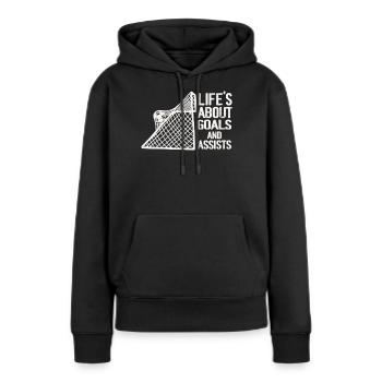 La vie est faite de buts et de passes décisives Football de futbol - Sweat à capuche Premium bio Femme - noir - Devant - Julia (174cm)