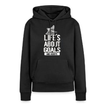 La vie est faite de buts et de passes décisives Football de futbol - Sweat à capuche Premium bio Femme - noir - Devant - Julia (174cm)
