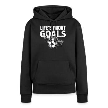 La vie est faite de buts et de passes décisives Football de futbol - Sweat à capuche Premium bio Femme - noir - Devant - Julia (174cm)