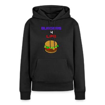 Burger Burgers 4 for Life USA Amerika Fast Food - Frauen Premium Bio Hoodie - Schwarz - Vorne - Julia (174cm)