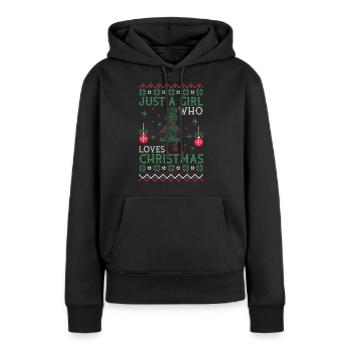 Juste une fille qui aime Noël - Ugly Christmas - Sweat à capuche Premium bio Femme - noir - Devant - Julia (174cm)