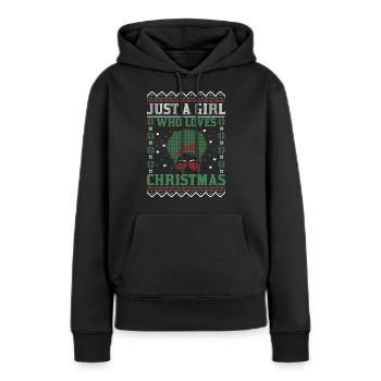 Juste une fille qui aime Noël - Ugly Christmas - Sweat à capuche Premium bio Femme - noir - Devant - Julia (174cm)