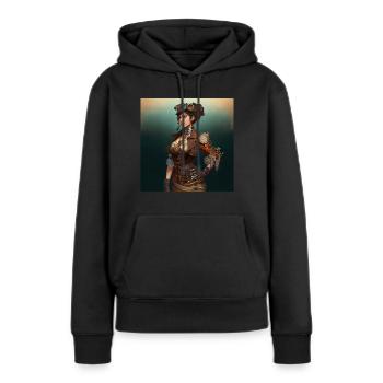Steampunk Sci-Fi character - Frauen Premium Bio Hoodie - Schwarz - Vorne - Julia (174cm)
