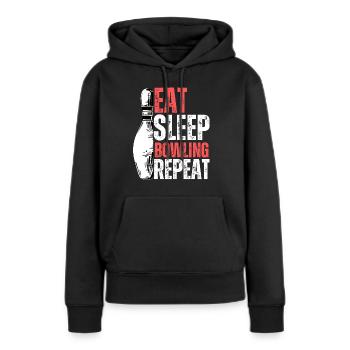 Manger Sleep Bowling Répéter - Sweat à capuche Premium bio Femme - noir - Devant - Julia (174cm)