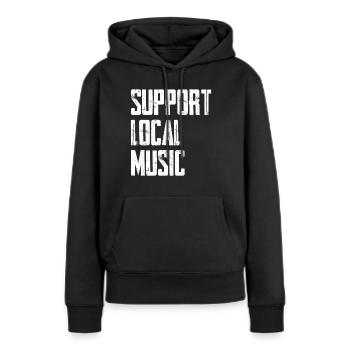 Soutenez la musique locale - Sweat à capuche Premium bio Femme - noir - Devant - Julia (174cm)