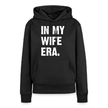 À l’époque de ma femme - Sweat à capuche Premium bio Femme - noir - Devant - Julia (174cm)