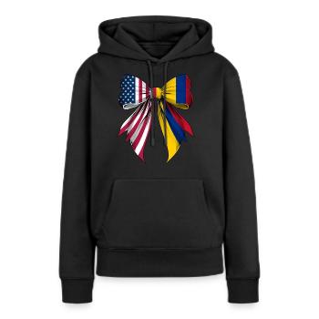 Coquette Boucle Racines Colombie Héritage - Sweat à capuche Premium bio Femme - noir - Devant - Julia (174cm)