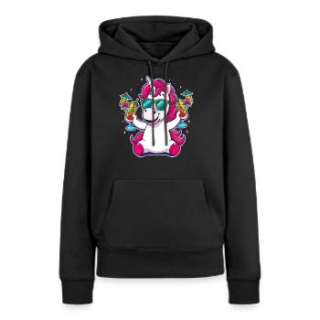 Einhorn Cocktail Saufen Party Feiern Urlaub JGA - Frauen Premium Bio Hoodie - Schwarz - Vorne - Julia (174cm)
