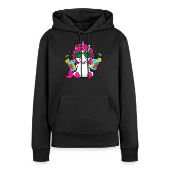 Licorne Cocktail Alcool Fête Célébrations Vacances Enterrement de vie de garçon - Sweat à capuche Premium bio Femme - noir - Devant - Julia (174cm)