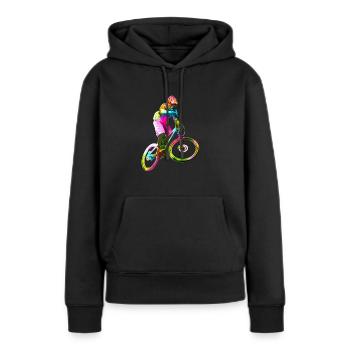 Bunter Downhiller - Sweat à capuche Premium bio Femme - noir - Devant - Julia (174cm)