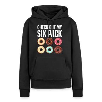Six pack de beignets - Sweat à capuche Premium bio Femme - noir - Devant - Julia (174cm)