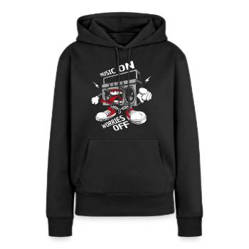 Musik auf Sorgen weg - Frauen Premium Bio Hoodie - Schwarz - Vorne - Julia (174cm)