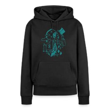 Gentleman forever - Sweat à capuche Premium bio Femme - noir - Devant - Julia (174cm)