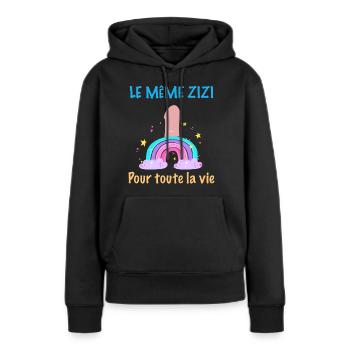 Cadeau EVJF Humoristique Le Meme Zizi Mariage - Sweat à capuche Premium bio Femme - noir - Devant - Julia (174cm)