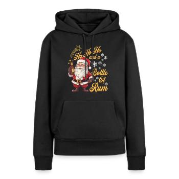 Père Noël bouteille rhum alcool liqueur Cheers - Sweat à capuche Premium bio Femme - noir - Devant - Julia (174cm)
