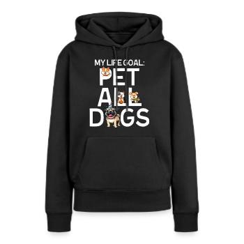 Mein Lebensziel ist es, alle Hunde zu streicheln - Frauen Premium Bio Hoodie - Schwarz - Vorne - Julia (174cm)